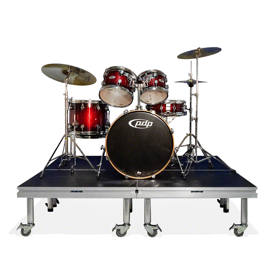 QuickLock Staging 8'x8' Mobile Drum Riser, Industrial Finish