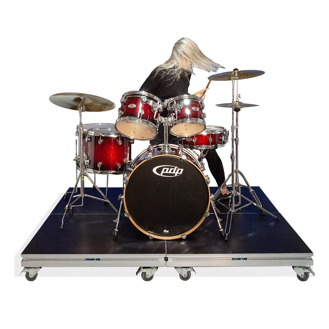 QuickLock Staging 8'x8' Mobile Drum Riser, Industrial Finish